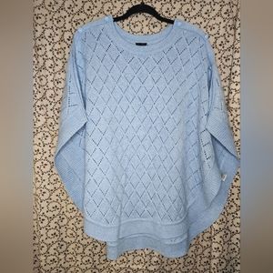Talbots Women's Light Blue Knitted Poncho/Shawl